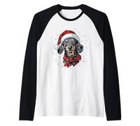 Sombrero de Papá Noel para Perro Salchicha Wiener Divertido y Lindo Navidad Camiseta Manga Raglan