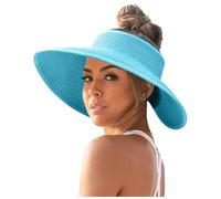 Sombrero de parasol para mujer, edición coreana, parte superior abierta, grande, protector solar, sin parte superior, guantes plegables para mujer, azul celeste, Altoa única
