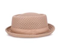 Sombrero de Pastel de Cerdo triturable de Malla Transpirable para Hombres, Sombrero de Fieltro Informal de Estilo británico clásico, protección Solar al Aire Libre de Verano, Caqui, 58 cm / 22, 8