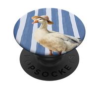 Sombrero de Pato Azul a Rayas Retro Lindo pájaro Animal Ganso PopSockets PopGrip Adhesivo