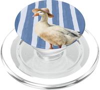Sombrero de Pato Azul a Rayas Retro Lindo pájaro Animal Ganso PopSockets PopGrip para MagSafe