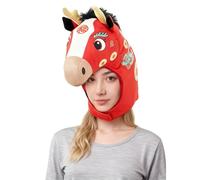 Sombrero de peluche de caballo - tocado animal 3D de dibujos animados para año DuCheval | Accesorio de disfraz de de Año Nuevo Chino y espectáculos | Cubierta de Caballo para adultos