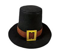 Sombrero de peregrinación de día de Turquía - Accesorios de disfraz de lana con hebilla dorada | Diseño de fieltro retro para trajes de vacaciones, actuaciones escolares, cosplay, reuniones familiares