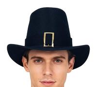 Sombrero de peregrino para niños, gorro con hebilla dorada - Sombrero de cilindro negro para y cosplay - Para hombre mujer adolescentes adultos escuela teatro cosplay fotos otoño