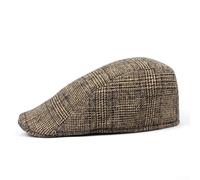 Sombrero de periódico para hombre, un paquete, boina de algodón con patrón de cuadrícula, cálido retro casual, gorra gruesa de otoño e invierno para hombre (M(56-58 cm), caqui)
