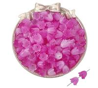 Sombrero de perlas de acrílico de flores, Cuentas espaciadoras huecas, tapas de cuentas de filigrana de 10 x 8 mm, cuentas multicolores for manualidades, 600/1200 piezas(Rose Red,1200pcs 10x8mm)