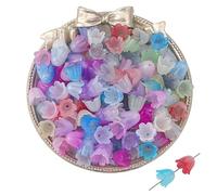 Sombrero de perlas de acrílico de flores, Tapas de cuentas de flores acrílicas con espaciador hueco de filigrana multicolor de 10 x 8 mm, paquete de 100/200/600 piezas(Mixed Color,200pcs 10x8mm)