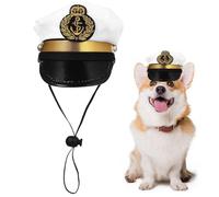 Sombrero de perro marinero - Capitán ajustable Cosplay | Accesorio de vestir para mascotas | Colección de accesorios para fotos de disfraces de color azul marino, divertido conjunto de tocado para mas