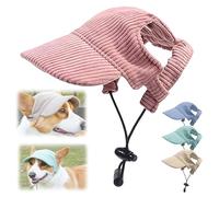 Sombrero de perro, sombreros mejorados para perros y gatos, sombrero de playa de verano con agujeros para las orejas, tocado ajustable para cachorros (rosa, XL, perro)