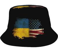 Sombrero De Pescador Bandera De La Amistad Entre Estados Unidos Y Ucrania Bucket Hat Cómodo Sombreros De Sol Colores Sombreros De Cubo para Verano Viaje Caza