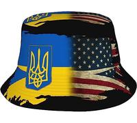Sombrero De Pescador Bandera Estadounidense De Ucrania Sombreros De Cubo Unisex Bucket Hat Plegable Gorro Pescador para Pesca Viaje Verano