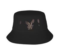 Sombrero de pescador con diseño de búho volador, plegable y fácil de almacenar, una gran herramienta para pesca, senderismo, camping y vacaciones en la playa, color negro