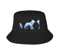 Sombrero de pescador con diseño de lobo de brecha de datos, plegable y fácil de almacenar, una gran herramienta para pesca, senderismo, camping y vacaciones en la playa, negro