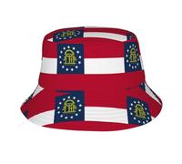 Sombrero de pescador con estampado de la bandera del estado de Georgia para mujeres y hombres, sombrero de verano para viajes, pesca, playa, sol, gorra ligera para exteriores, color negro