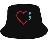 Sombrero De Pescador Concientización sobre La Prevención del Suicidio con Corazón Y Punto Y Coma Sombreros De Sol Cómodo Sombreros De Cubo Unisex Bucket Hat para Senderismo Playa Excursionismo