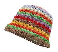 Sombrero de pescador de color arcoíris a juego para espectáculo de sol, pequeño lavabo de ganchillo para uso diario, pasear al perro, sombrero de pescador de moda