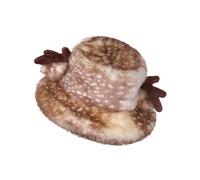 Sombrero de pescador de felpa con cuerno de alce para actividades al aire libre, encantador sombrero de pescador grueso para invierno, a prueba de frío, uso diario, accesorio de invierno de moda