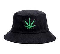 Sombrero de pescador, diseño de hojas de marihuana, cannabis, plegable, para hombres y mujeres, color negro, talla única