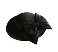 Sombrero de pescador inglés con lazo grande for mujer, sombrero ala ancha for banquetes, fiestas y bodas, clips for mujeres niñas Para Bodas, Fiestas de Té(Black)