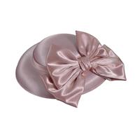 Sombrero de pescador inglés con lazo grande for mujer, sombrero ala ancha for banquetes, fiestas y bodas, clips for mujeres niñas Para Bodas, Fiestas de Té(Pink)