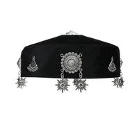Sombrero de pescador kazajo hecho a mano, estilo étnico, diseño vintage, poliéster, varios colores y tamaños, para mujer, multicolor, sombrero de festival kazajo, Negro, 56