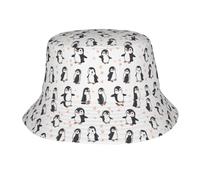Sombrero De Pescador Lindo Pingüino con Corazón Rosa Impermeable Sombrero De Cubo Plegable Gorro Pescador para Cámping Verano Playa De Arena