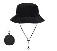 Sombrero de Pescador Mujer Hombre, 1 Pieza Gorra Impermeable de Sol Plegable Negro, 54cm-60cm, Circunferencia de Capucha Ajustable, Gorro Verano Lluvia Unisex