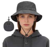 Sombrero de Pescador Mujer Hombre, 1 Pieza Gorra para el Sol Plegable Gris, 54cm-60cm, Circunferencia de Capucha Ajustable, Sombrero de Verano Unisex