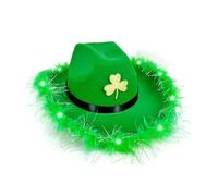 Sombrero de pescador niño irlandés 4 St Day Hat Wide Brim Hats Green Hat Containing Lights That Can Light Carnaval, c, Talla única