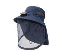 Sombrero de pescador para hombre con ventilador solar integrado, Azul tibetano, 500mah