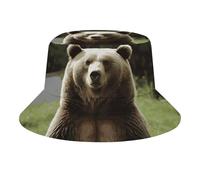 Sombrero de pescador plegable unisex con protección solar, ala ancha, para conciertos de rock, escenarios, camping, viajes, Hi Bear Sit On The Lawn, One Size