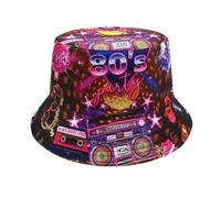 Sombrero de Pescador,Retro Estilo 80 90 Hip Hop Bucket Hat Unisex Reversible Moderno de Pesca Sombrero Plegable de Playa Rave Fiesta Accesorios para Sun Cap