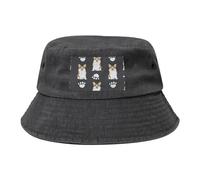 Sombrero de Pescador, Sombrero de algodón para Corredor, Gorra de Playa, Gorra de protección UV, Unisex, Negro,Corgi Perro Pata De Perro Lindo Carbón