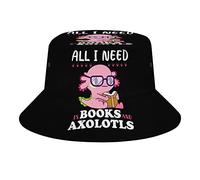 Sombrero De Pescador Todo Lo Que Necesito Son Libros Y Ajolotes Bucket Hat Casual Sombrero De Cubo Plegable Gorro Pescador para Camping Senderismo Viaje