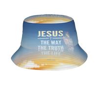 Sombrero De Pescador Versículo del Cristianismo Jesús Bucket Hat Cómodo Sombrero De Cubo Casual Gorro Pescador para Camping Senderismo Pescar