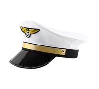 Sombrero de piloto de aerolínea, gorra azul marino ajustable, disfraz de vuelo para hombre, accesorio de sombrero de aviador, detalle de emblema de ala dorada con diseño formal de oficial para fiestas