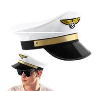 Sombrero de piloto, disfraz de marinero bordado con protección solar | Sombrero de capitán para fiestas temáticas variadas, escenario teatral, Halloween y máscaras