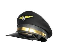 Sombrero de piloto para adultos, disfraz de capitán de aerolínea azul marino, cómplice de avión, traje de de Halloween para cosplay, uniforme, viaje, juego de rol, divertido accesorio