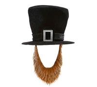 Sombrero de pirata de felpa con barba extraíble, accesorios para disfraz de Halloween, juego de rol, 55-60 cm, tamaños de cabeza disponibles, sombrero pirata de tela ajustable