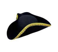 Sombrero de pirata para adultos, ligero, accesorio de disfraz | Sombrero de cosplay pirata con ribete dorado para Halloween, fiesta social, recreación histórica, producción de teatro