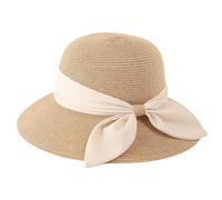Sombrero De Playa De Paja Upf 50+ Sombrero De Paja Para Mujer Plegable Sombrero De Cubo De Ala Ancha Tamaño Ajustable Elegante Sombreros De Paja Para El Sol Con Gran Nudo Para Senderismo Camping Playa