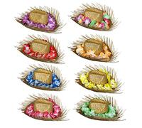 Sombrero de playa hawaiano - Sombrero de paja con guirnalda de flores multicolores - Adultos, hombres, mujeres, hawaiano, tropical, hula, luau, verano, playa, fiesta, disfraz, accesorio de vestuario
