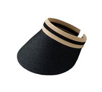 Sombrero de Playa para Mujer, Paja Trenzada, Visera de Verano con Banda Elástica (Negro).