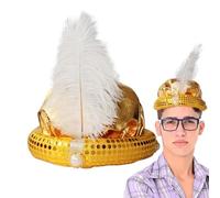 Sombrero de príncipe, sombrero de disfraz de príncipe | con perla y hermoso turbante de sultán para hombre, diseño de lentejuelas para hombre