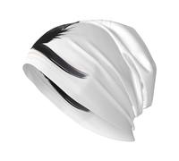 Sombrero de punto cálido con estampado de gato solitario: fácil de combinar para el hogar, uso diario, viajes y esquí, color negro