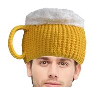Sombrero de punto con lata de cerveza 3D, Sombrero de punto con taza 3D | Gorros de hombre con jarra de cerveza 3D Divertido sombrero de punto - Sombrero de fiesta elástico, amarillo