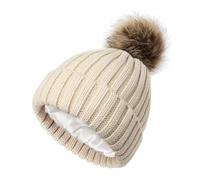 Sombrero de Punto Grueso para Mujer, Mujer Invierno Más Cálido Sombrero Gorra, Forro Polar Gorro de Invierno con pompón Ideal para Días Fríos