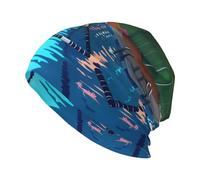 Sombrero de punto sin ala con patrón de flamenco y piscina: sombrero cálido para el hogar, viajes, viajes y esquí, color negro