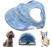 Sombrero de PVC Ajustable para Perro, Capucha Protectora Solar Personalizada para Exteriores, con Orificios para Las Orejas, Apto para Todo Tipo de Perros (Cloud Blue,Small)