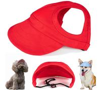Sombrero de PVC Ajustable para Perro, Capucha Protectora Solar Personalizada para Exteriores, con Orificios para Las Orejas, Apto para Todo Tipo de Perros (Red,Medium)